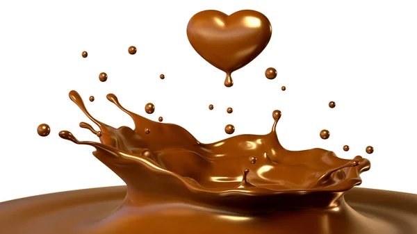 Drop of chocolate in form of heart — Stock Photo, Image