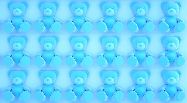 Bakgrund med många blå teddybjörnar — Stockfoto