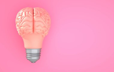 Renk arka planda pembe beyin ampulü