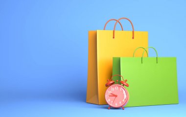 İki Alışveriş Çantası ve çalar saat