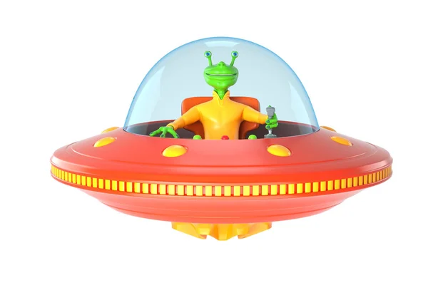 Illustratie van ufo met groene alien — Stockfoto