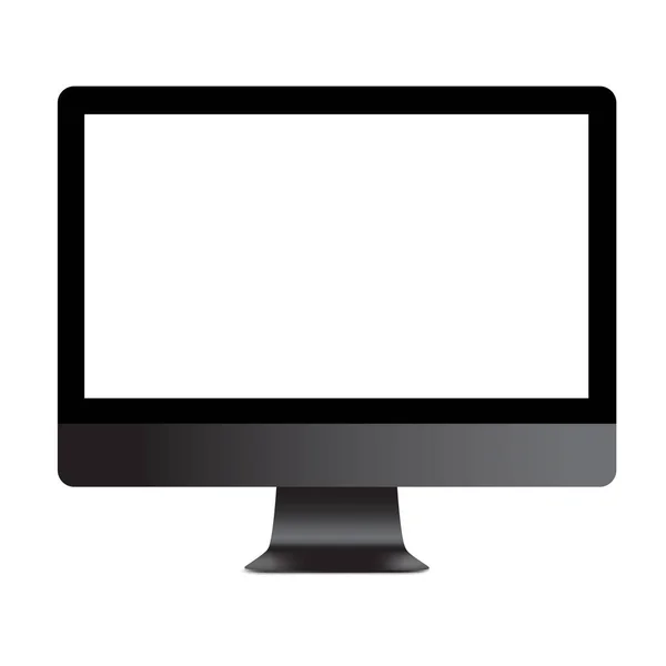 Bilgisayar Masaüstü Gri Renk Üzerine Beyaz Izole — Stok Vektör