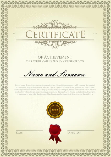 Винтажный Сертификат Орнаментом — стоковый вектор
