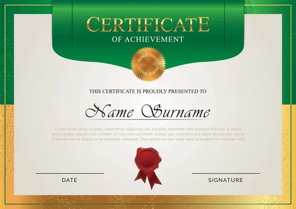 Certificado Vintage Con Adorno Oro — Vector de stock