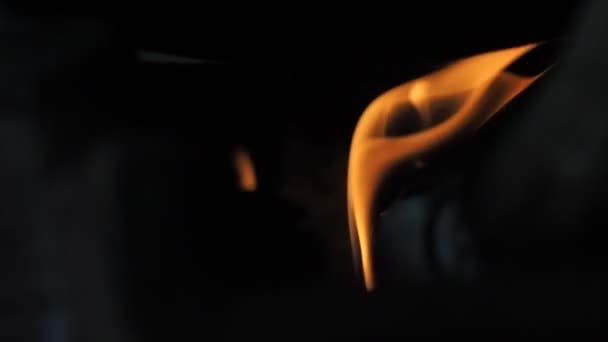 Flamme Orange Dans Poêle Charbon — Video