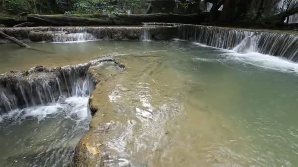 Waterval Ten Westen Van Thailand Erawan Waterfakk — Stockvideo