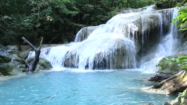 Waterfall West Thailand Erawan Waterfall — Stock Video