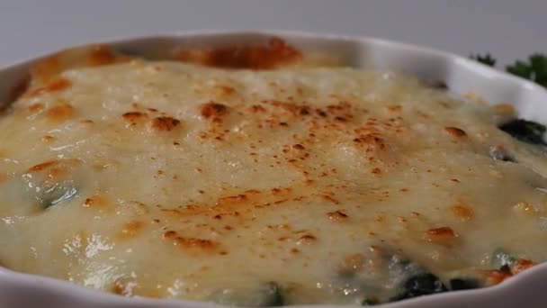 Spinach Cheese Delicious Menu Can Make Easily Burning Cheese — Stock Video