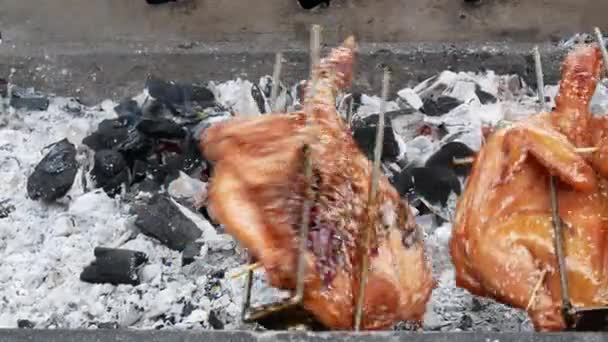 Frango Grelhado Fogão Grande Estilo Comida Tailandesa — Vídeo de Stock