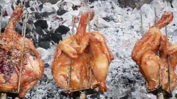 Pollo Parrilla Estufa Grande Estilo Comida Tailandesa — Vídeos de Stock