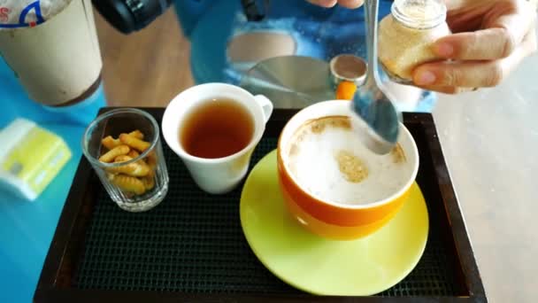关闭咖啡杯和茶 — 图库视频影像