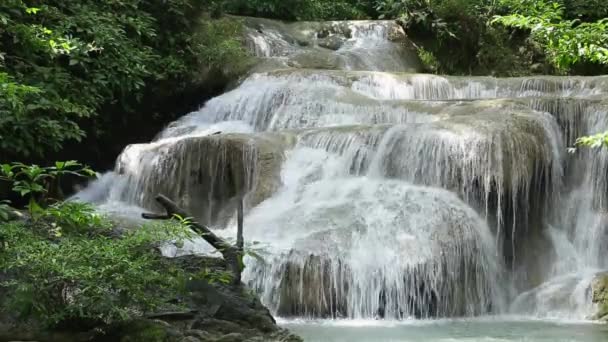 Waterval Ten Westen Van Thailand Erawan Waterval — Stockvideo