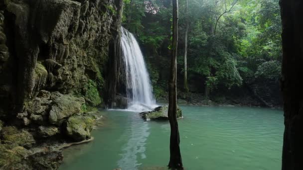 Waterval Ten Westen Van Thailand Erawan Waterval — Stockvideo