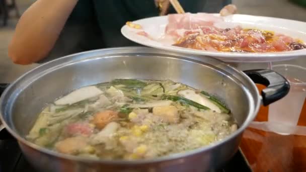 Close Shabu Suki Hot Pot — Stock Video