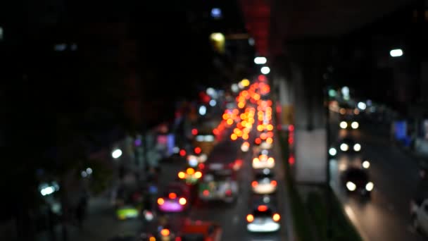 Üstten Görünüm Trafik Işığı Bokeh Yolda — Stok video
