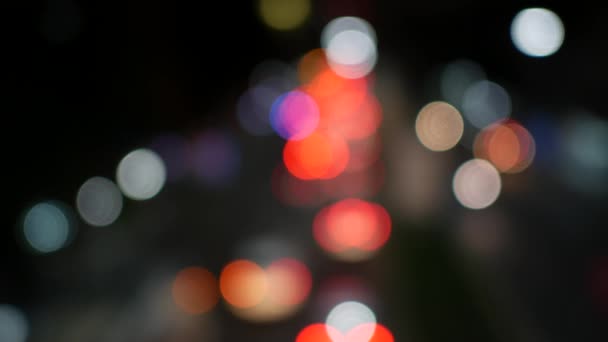 Bovenaanzicht Verkeerslicht Bokeh Weg — Stockvideo