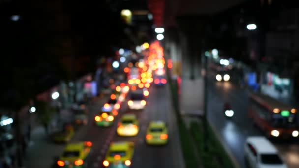 Vue de dessus feu de circulation bokeh sur la route .