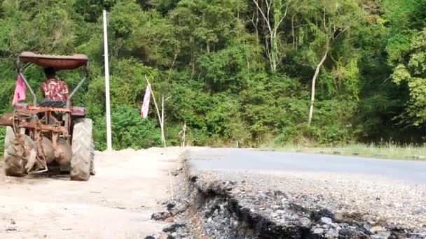 Saraburi Tailândia Dezembro 2018 Reparação Estradas Cachoeira Samlan Província Saraburi — Vídeo de Stock