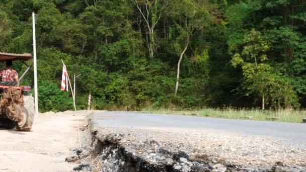 Saraburi Tailândia Dezembro 2018 Reparação Estradas Cachoeira Samlan Província Saraburi — Vídeo de Stock