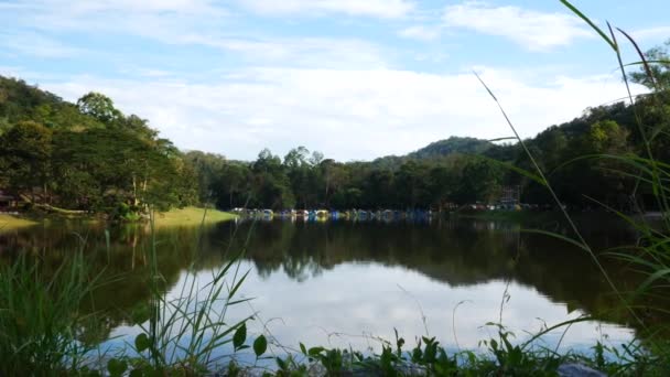 Espacio Para Tienda Cerca Del Embalse Provincia Saraburi Tailandia — Vídeos de Stock