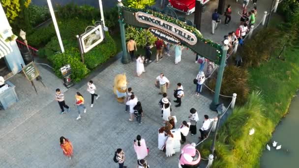 Bangkok Tailândia Dezembro 2018 Pessoas Visitam Jantam Parque Restaurante Chocolate — Vídeo de Stock