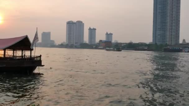 Bangkok Tailândia Janeiro 2019 Plano Fundo Navio Passageiros Pôr Sol — Vídeo de Stock