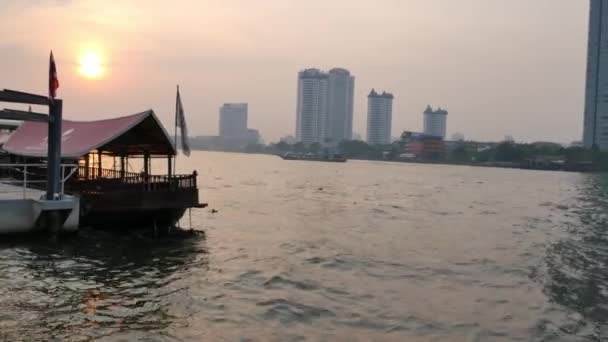 Bangkok Tailândia Janeiro 2019 Plano Fundo Navio Passageiros Pôr Sol — Vídeo de Stock