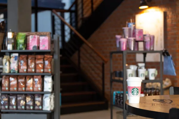 Bangkok Tailandia Marzo 2019 Starbucks Café Caliente Sobre Mesa Bangkok — Foto de Stock