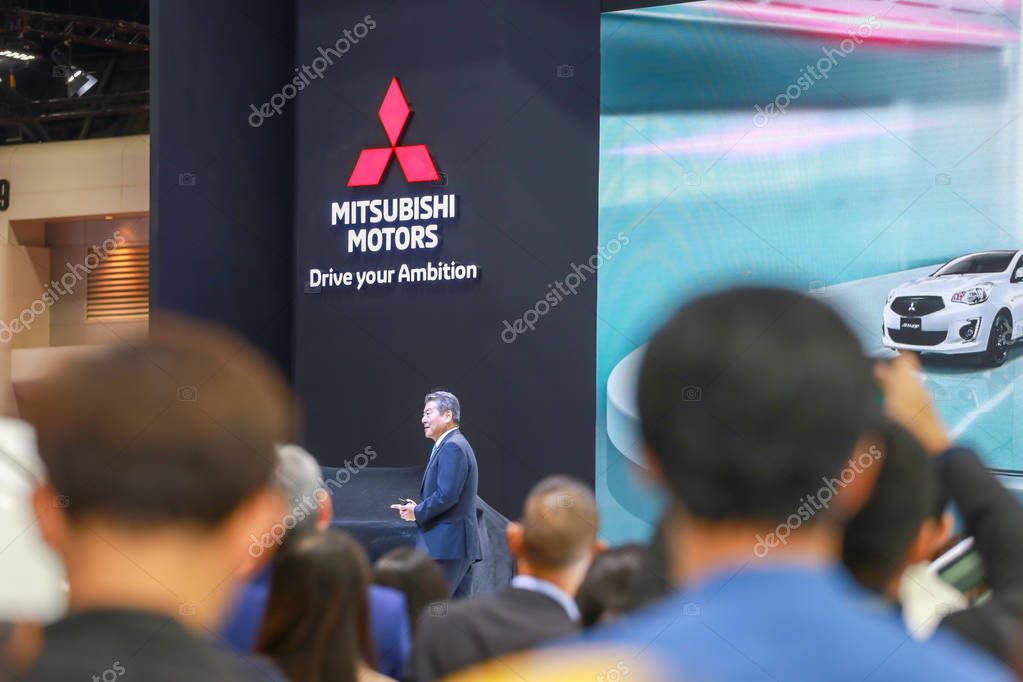 BANGKOK, THAILAND - Mar 26,2019 : MITSUBISHI car present at The 40th Thailand International Motor Show in IMPACT Muang Thong Thani Hall, Bangkok, Thailand.