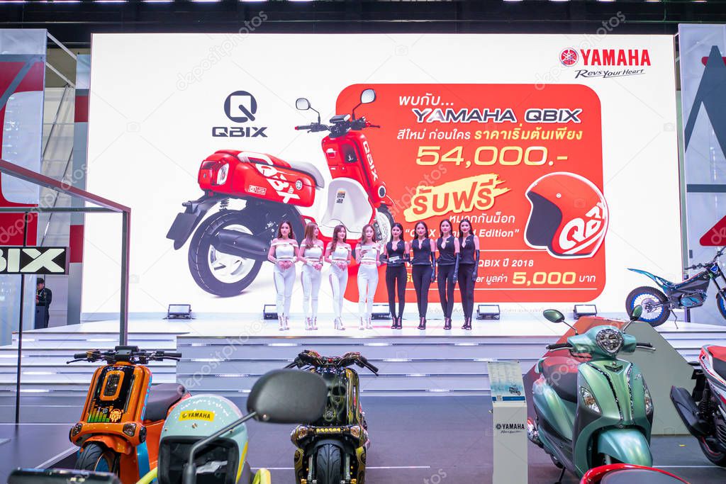 BANGKOK, THAILAND - Mar 28, 2019 : Front of Yamaha Event booth  at The 40th Thailand International Motor Show in IMPACT Muang Thong Thani Hall, Bangkok, Thailand.