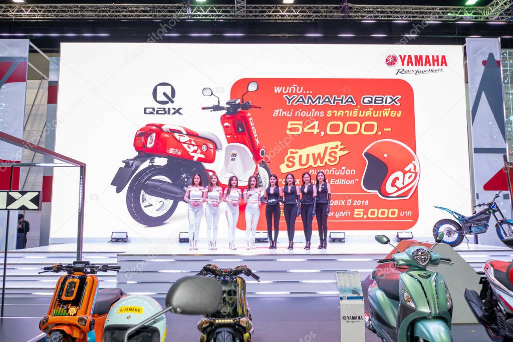BANGKOK, THAILAND - Mar 28, 2019 : Front of Yamaha Event booth  at The 40th Thailand International Motor Show in IMPACT Muang Thong Thani Hall, Bangkok, Thailand.