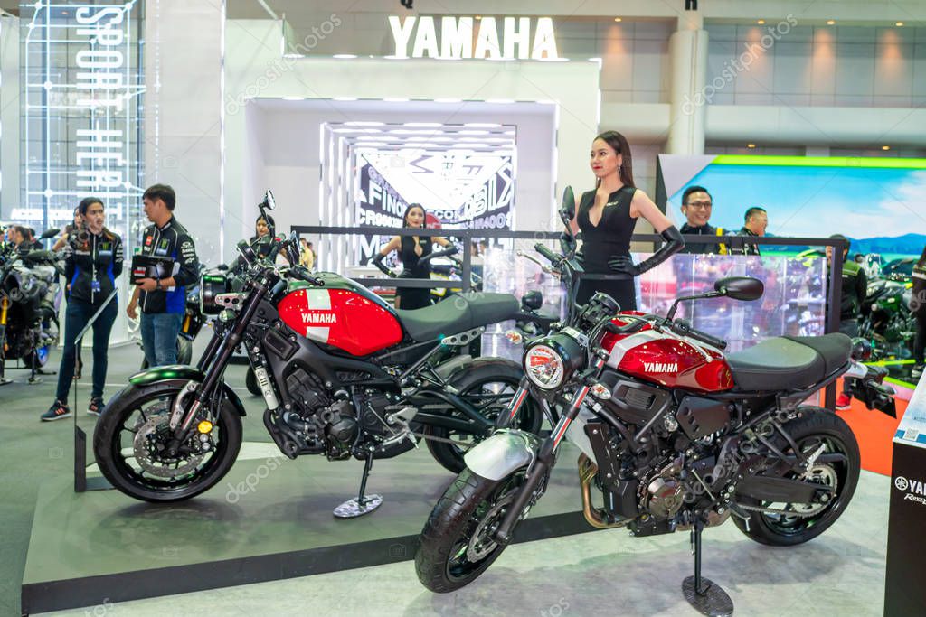 BANGKOK, THAILAND - Mar 28, 2019 : Front of Yamaha Event booth  at The 40th Thailand International Motor Show in IMPACT Muang Thong Thani Hall, Bangkok, Thailand.