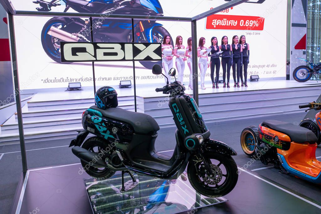 BANGKOK, THAILAND - Mar 28, 2019 : Front of Yamaha Event booth  at The 40th Thailand International Motor Show in IMPACT Muang Thong Thani Hall, Bangkok, Thailand.