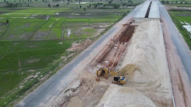 Top View Bridges Road Construction Large Pile Sand Building Bridges — Stock Video