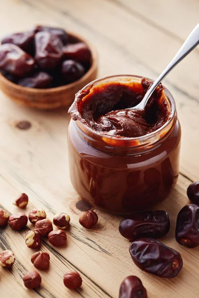 Hazelnut Chocolate Date Spread Vegan Sugar Free — Stock Photo, Image