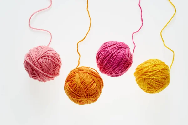 Colorful Woolen Balls White Background — Stock Photo, Image