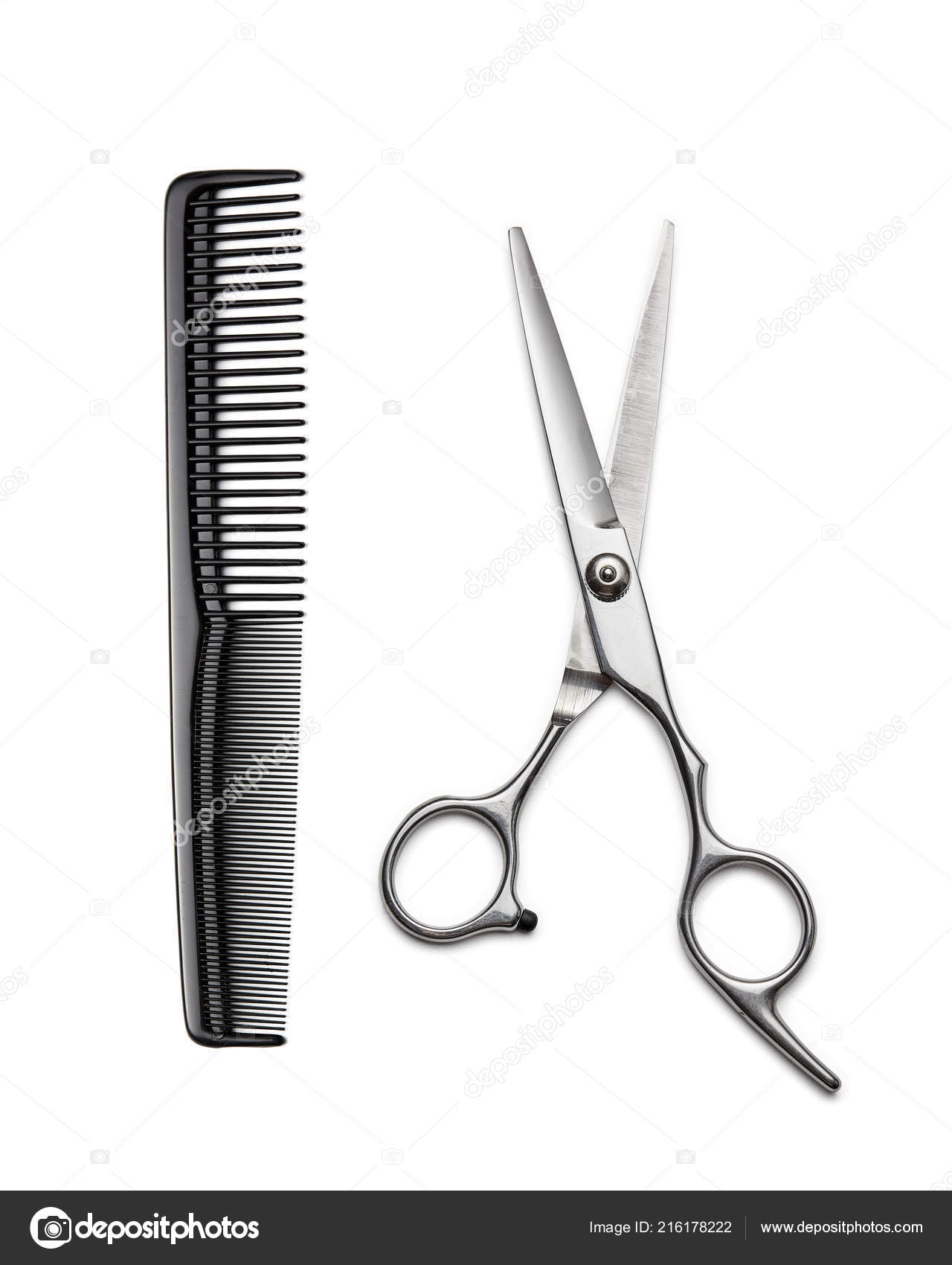 Hairdressers Scissors Comb White Background Stock Photo C Melica