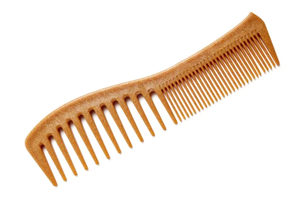 Natural Bamboo Hair Comb On White Background