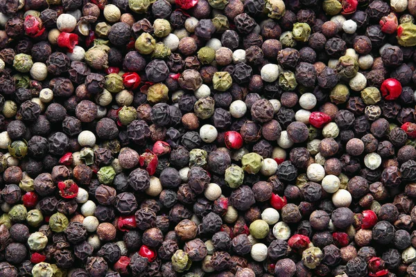 Mixed Peppercorns Background Different Colored Peppercorns Close — Stock Photo, Image