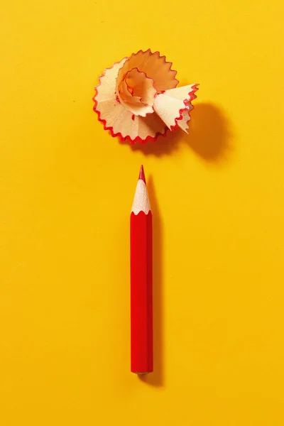 Red pencil with shavings — Stock Photo, Image