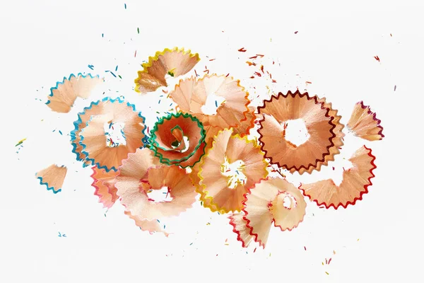 Pencil shavings from colored pencils — Stock Photo, Image