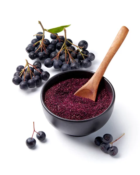 Aronia berries and powder — Stock Photo, Image