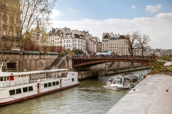 Paris France March 27Th 2019 Touristic Boat Seine Spring Day — Stock Photo, Image