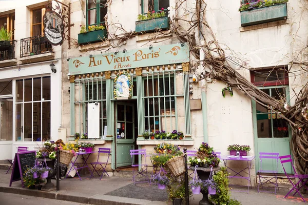 Paris Frankreich März 2019 Vieux Paris Arcole Restaurant Frühlingstag — Stockfoto