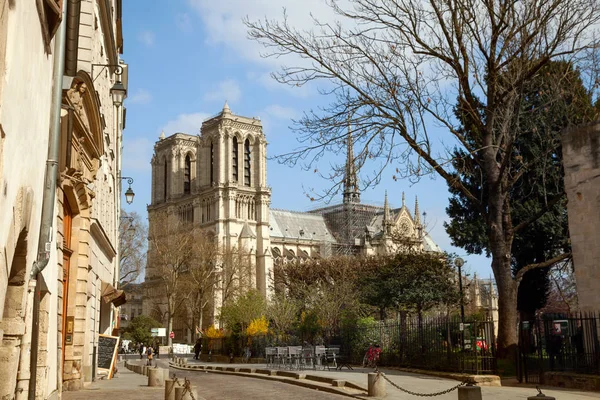 View Notre Dame Paris Cathedral Spring 2019 Fire Incident Paris — Stock Photo, Image