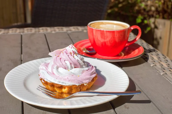 Coffee Cake Table Outdoor Cafe — Stock Photo, Image