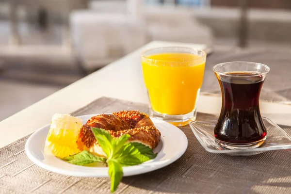 Desayuno Con Turco Zumo Naranja Fresco — Foto de Stock