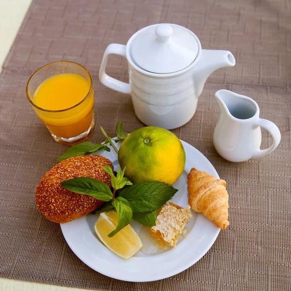 Desayuno Con Fruta Mesa — Foto de Stock