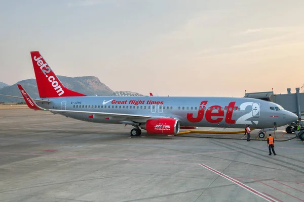 Dalaman Turquia Outubro 2018 Avião Boeing 737 Jet2 Aeroporto Mugla — Fotografia de Stock