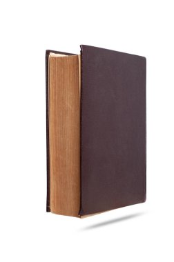  Beyaz arkaplanda izole edilmiş eski ciltli kitap